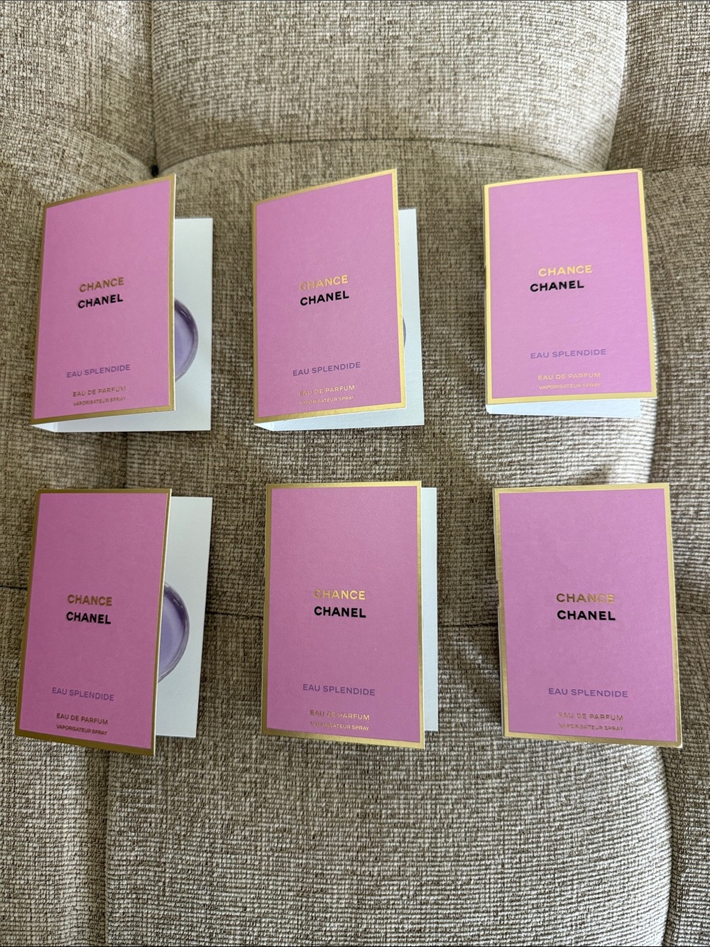 Brand New Set of six Chanel Chance Eau Splendide sample cards
